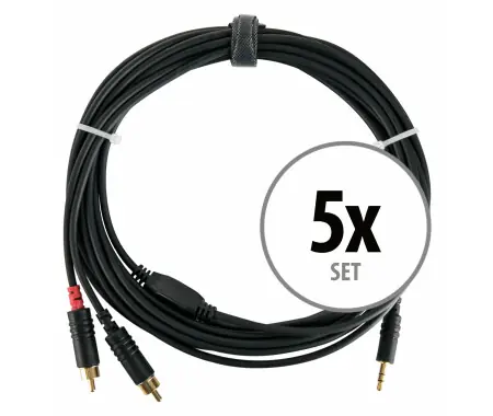 Pronomic Stage J3RC-6m Cavo Audio 3,5mm Stereo Jack/Cinch 6m nero set da 5 Miglior Prezzo