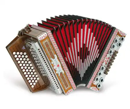 Consegna Rapida Strasser 4/III De Luxe Fisarmonica Steirica, 4-File, 3-Voci G-C-F-B, Con X-Bass, Mogano/Nero