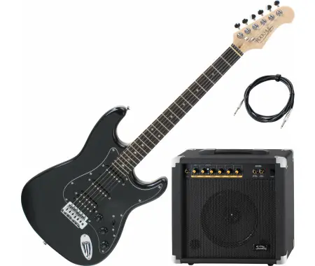 Acquista Ora Rocktile Pro ST60-BK Chitarra Elettrica All Black Set AK20G
