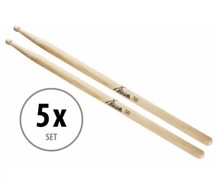 5 Paia Bacchette XDrum 5B Wood Tip Direttamente Dal Produttore