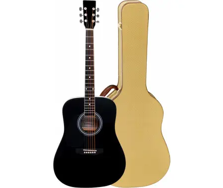 Prezzo Scontato Classic Cantabile WS-10BK-LH Chitarra Western Nera Modello Mancino Set Con Custodia Rigida