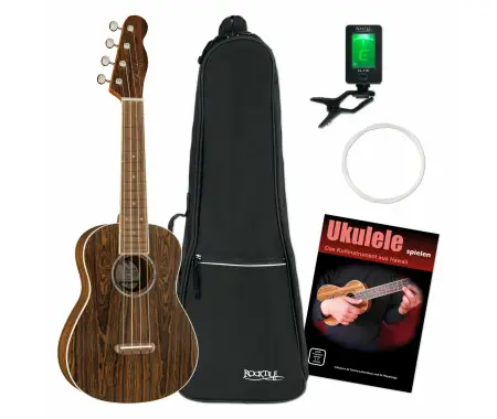 Promozione Esclusiva Fender Zuma Exotic Ukulele Concert Natural Bocote Set