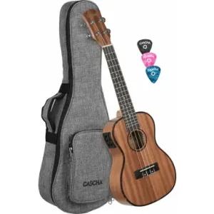 Promozione Esclusiva Set Ukulele Concert Premium Cascha in Mogano con Pickup