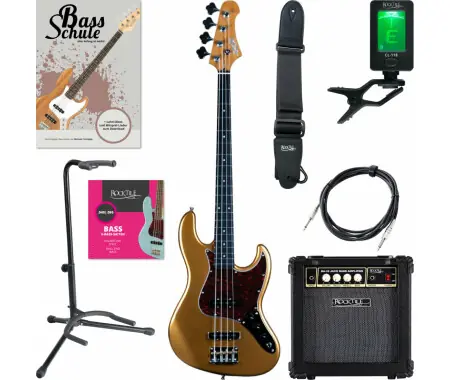 Ultime Pezzi Jet Guitars JJB-300 GD R Bass Gold Starter Set