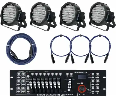 Showlite FLP-144 Fari 4 x Set incl. Showlite Master Pro USB & Cavi Ultima Occasione