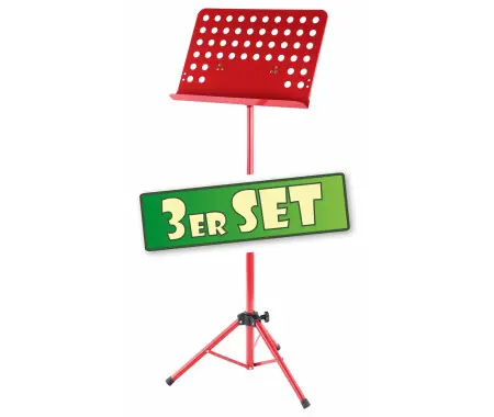 Classic Cantabile Leggio Orchestrale In Lamiera Forata Heavy Rosso Set Da 3 Occasione Imperdibile