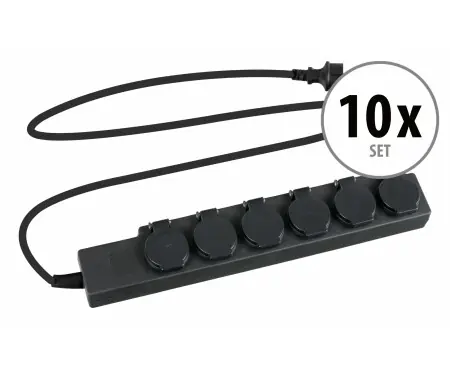 Stagecaptain PSO-6 BK Multipresa da Esterno 6 Vie IP44 Set 10 Pezzi Novità