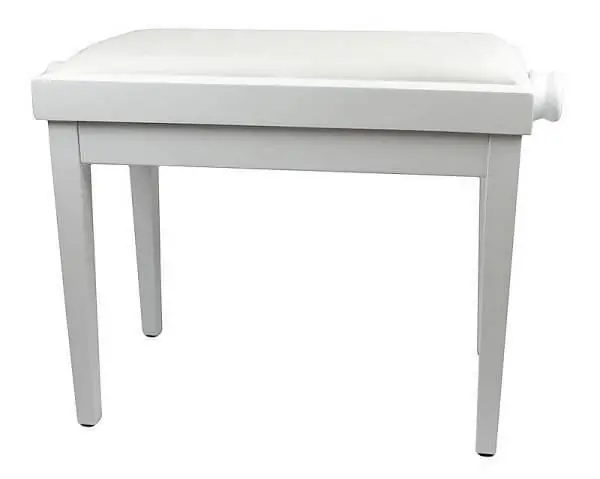 Nuova Collezione WEISBACH Panca da Pianoforte Bianco Lucido con Seduta in Pelle
