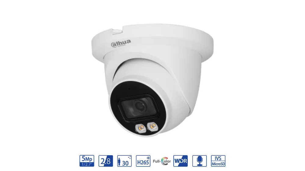 Solo Oggi Caméra de surveillance Dahua Eyeball IP 5MP 2.8mm avec AI WizSense – IPC-HDW3549TM-AS-LED