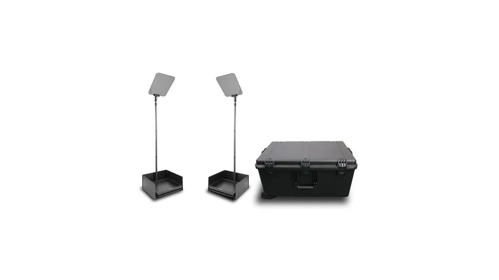 Esclusivo Prompter People PRO-SP19PHBKIT téléprompteur présidentiel StagePro 19 pouces haute luminosité 1000 nits avec pied métallique – lot de 2 avec mallette de transport