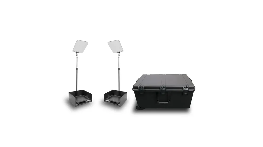 Prompter People PRO-SP15PKIT téléprompteur StagePro 15 pouces 400 nits modèle présidentiel avec pied métallique – lot de 2 avec mallette de transport Spedito Oggi