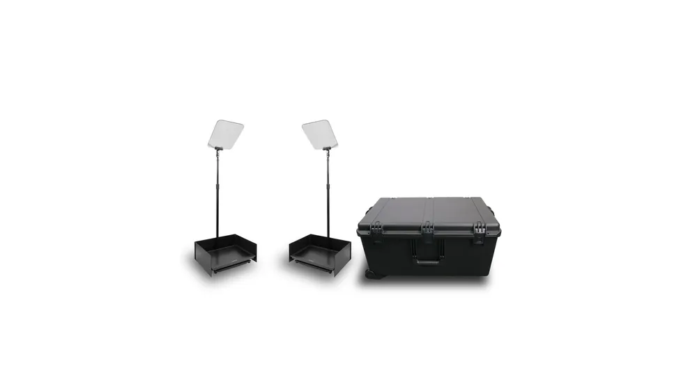 Prompter People PRO-SP24PKIT StagePro 24″ 400 NIT Prompteur présidentiel avec pied métallique – lot de 2 avec mallette de transport Saldi