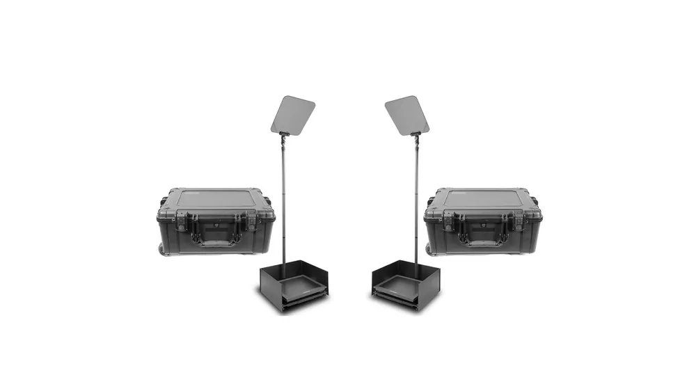 Prompter People PRO-SP17P2KIT-CARB StagePro 17″ 400 NIT Teleprompter Presidential con asta in fibra di carbonio – set da 2 con 2 custodie Prezzo Di Fabbrica
