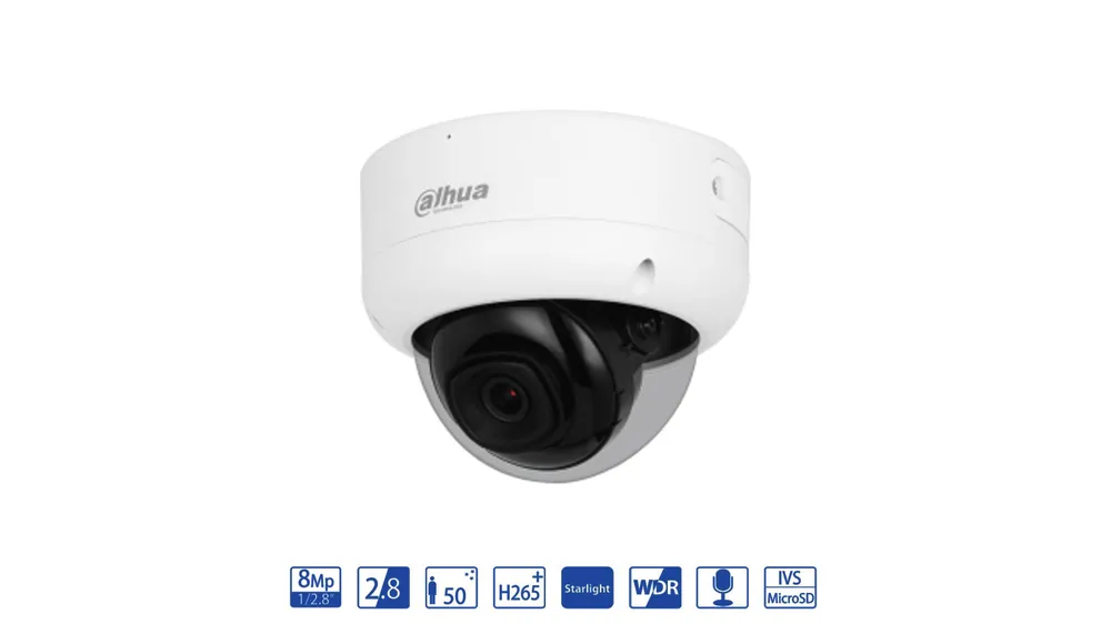 Vendita Finale Dahua 8MP 2.8mm IP Dome mit AI WizSense – IPC-HDBW3841E-S-S2 Überwachungskamera