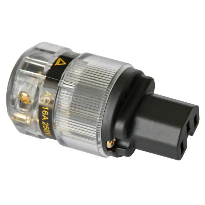 PC02 - Connettore di alimentazione IEC Audikom 220V - Placcati oro 24K - Corpo Transparente Economico