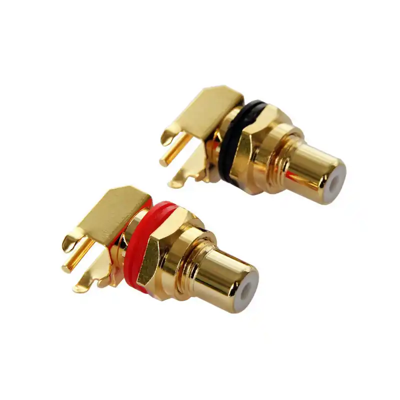 Promozione Esclusiva RC13 - Coppia Connettori RCA da pannello per PCB orizzontale - Isolante in Teflon - Placcatura in or