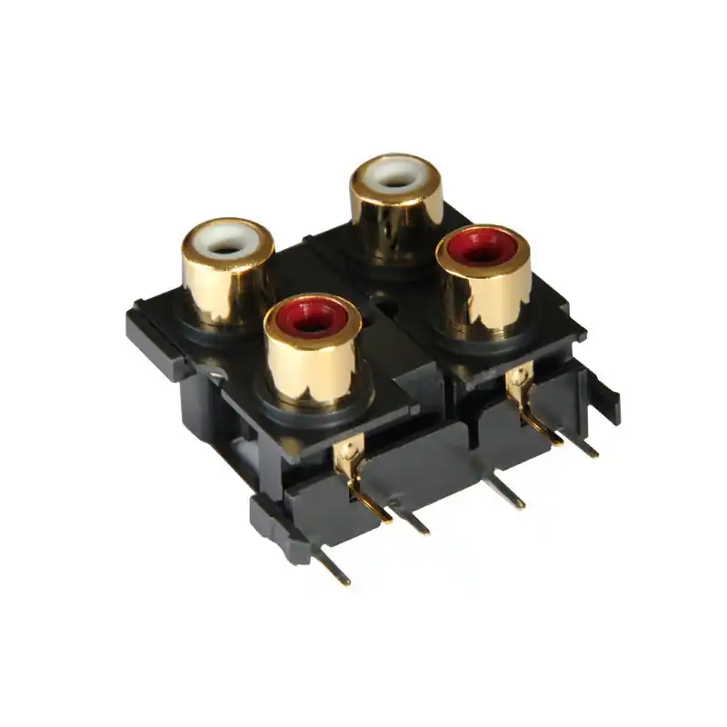 Reso Gratuito RC14 - Modulo doppio RCA stereo per PCB orizzontale - Placcatura in oro 24k