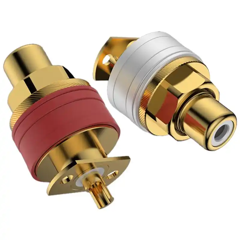 Compra Adesso RC101G - RCA da pannello Viborg Audio - Puro rame placcato oro 24K - 32.5mm - Serraggio a saldatura