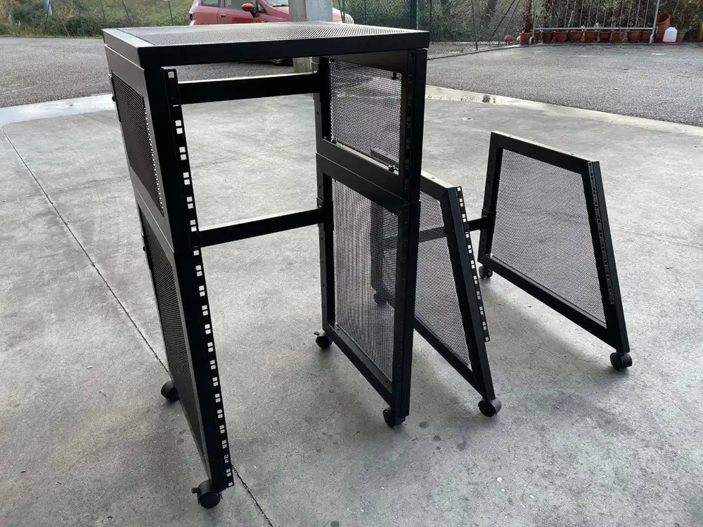 EXTREME ST10BS CARRELLO ARMADIO PORTARACK 24U DOPPIA INCLINAZIONE UNITA‘ RACK CON 4 RUOTE MODULARE 3 PEZZI Saldi