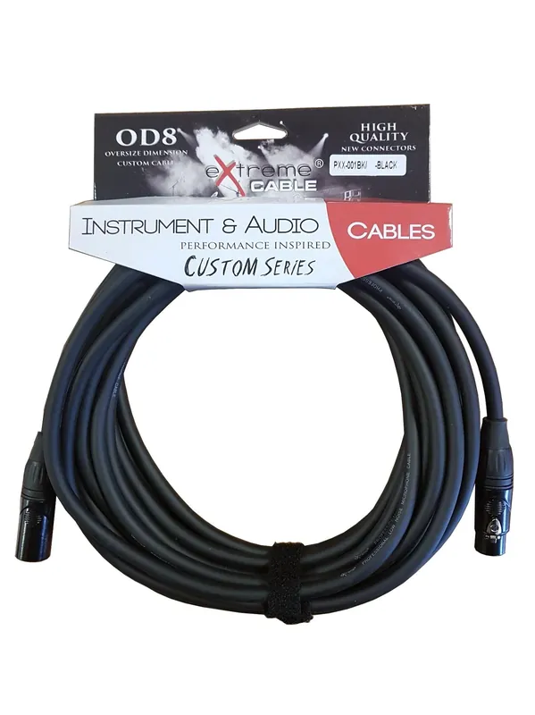 EXTREME PXX-001BK/3M-BLACK CAVO MICROFONICO BILANCIATO XLR-XLR OD8 SERIE CUSTOM PER LIVE STUDIO 3 METRI ANELLI CONNETTORI NERI Prezzo Ridotto