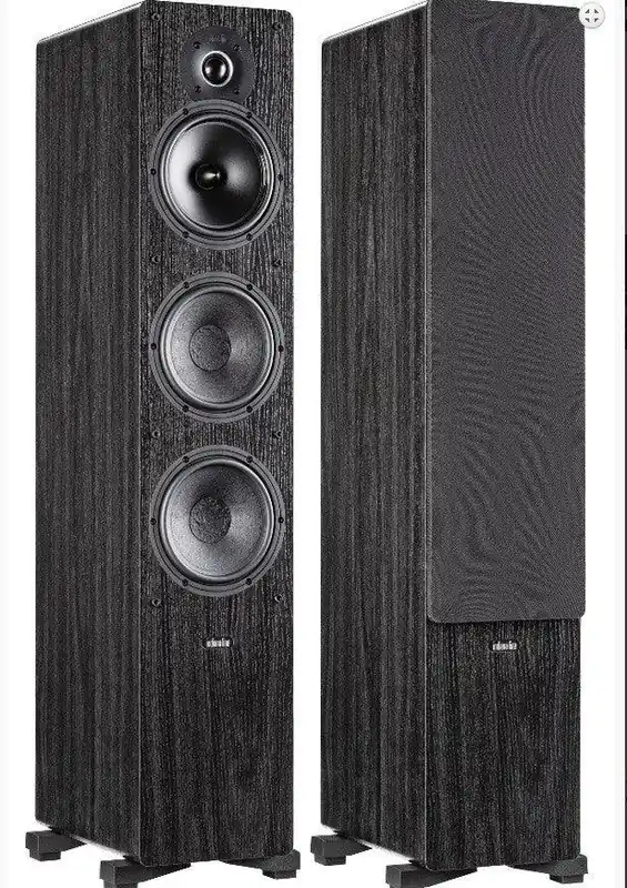 Promozione Esclusiva Indiana Line Tesi 661 N diffusori da pavimento vinile rovere nero 3 vie, 2 x woofer 160 mm (COPPIA)