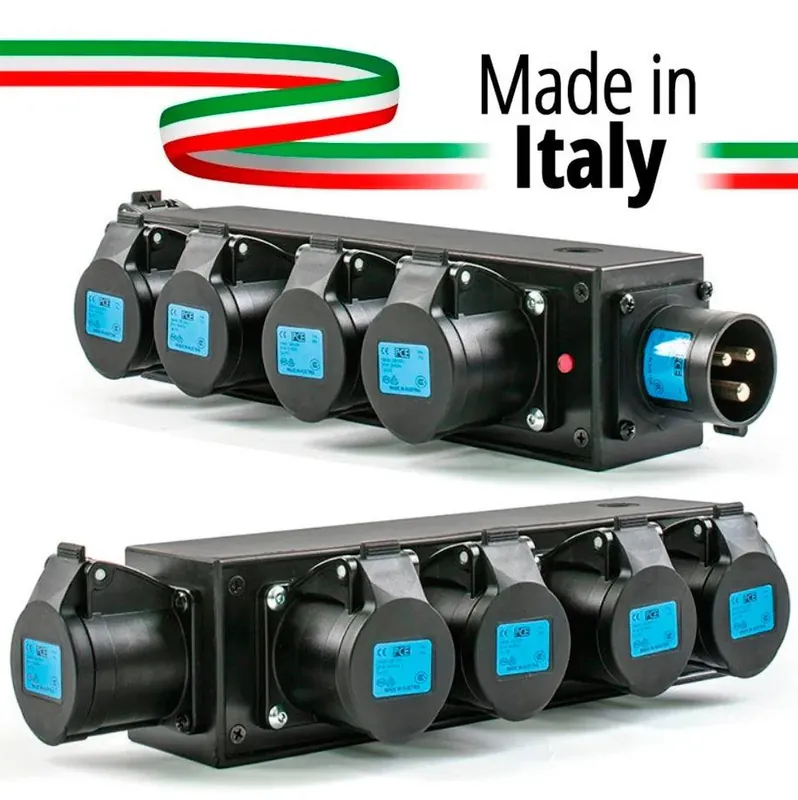 POWERBOX NERO CIABATTA ALIMENTAZIONE PALCO MADE IN ITALY SPIA RETE INGRESSO SPINA 16A 3P USCITE 5 PRESE 16A 3P+N+T Acquista Ora