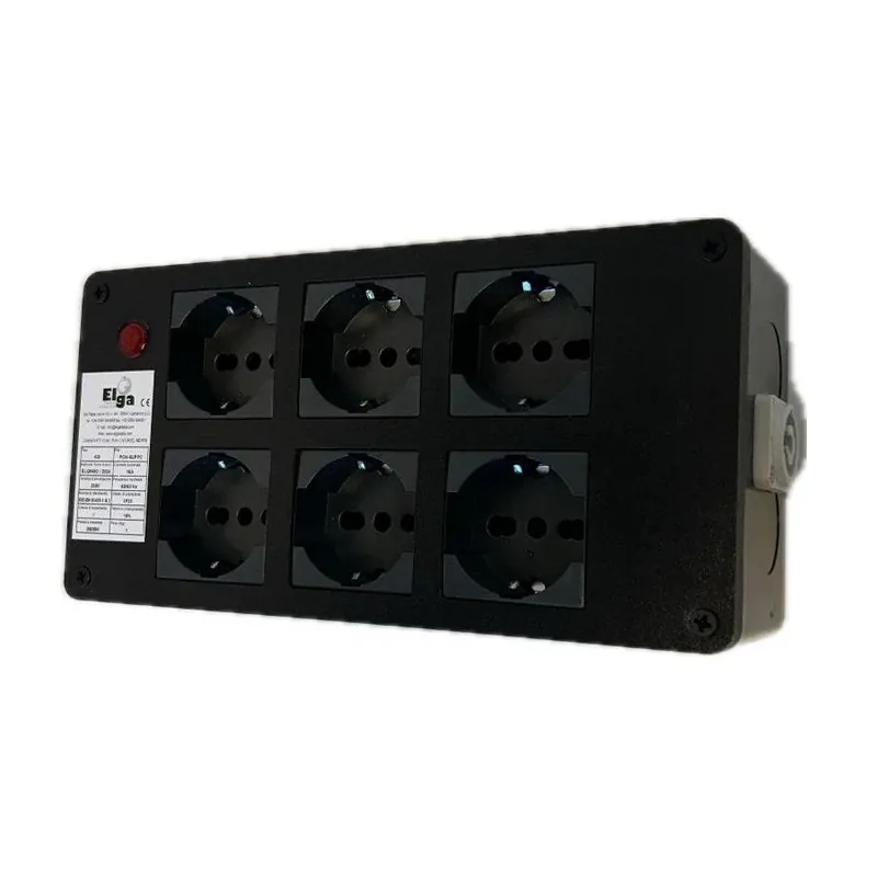 Ultima Occasione ELGA PCN-6UPPC POWERBOX PASSANTE NEUTRIK POWERCON IN BLU CON 6 PRESE UNEL 10A-16A-SHUKO RILANCIO OUT GRIGIO E SPIA DI RETE
