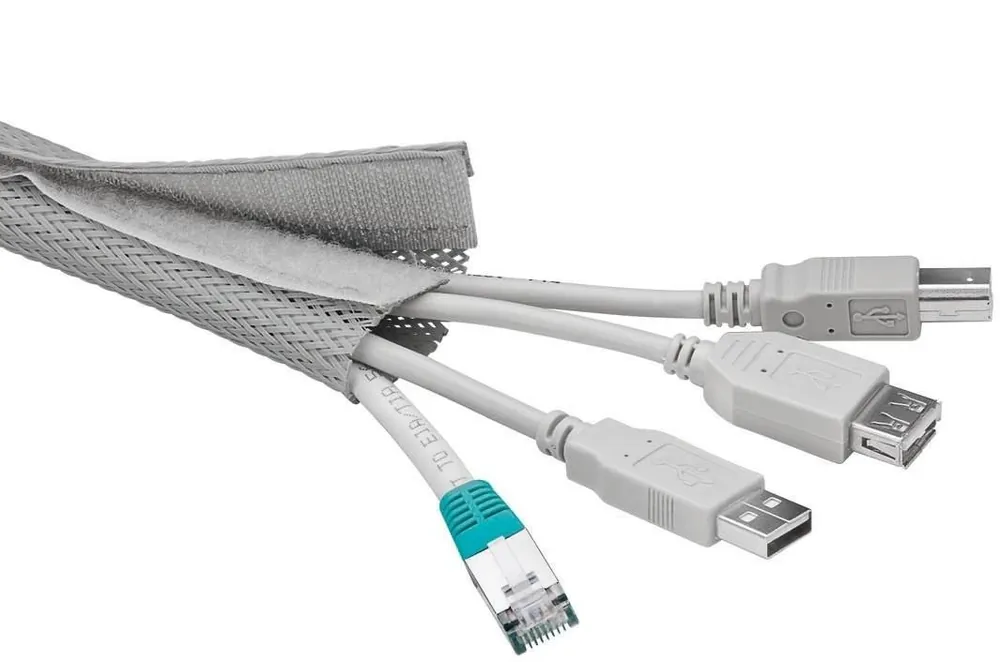 Reso Gratuito Canalina Avvolgente per Cavo con Chiusura in Velcro, Silver