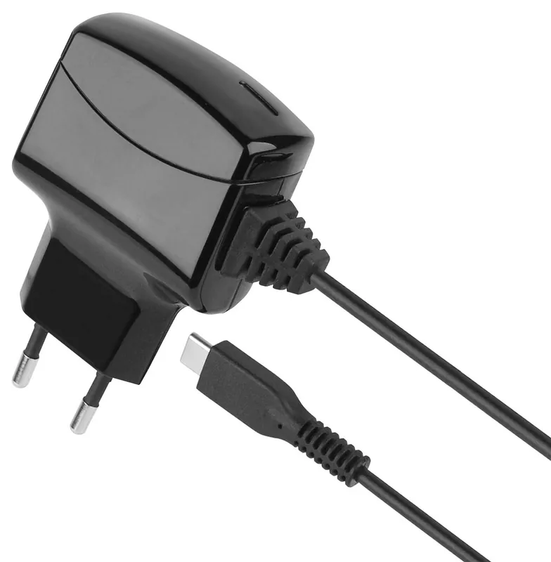 Caricatore USB-C 3A con Cavo 1,6m Spina Europea 2 pin Nero Prezzo Conveniente