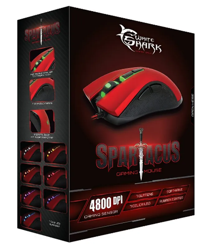 Mouse Gaming USB 4800dpi 7 Tasti Rosso Spartacus GM-1601R Acquista Ora