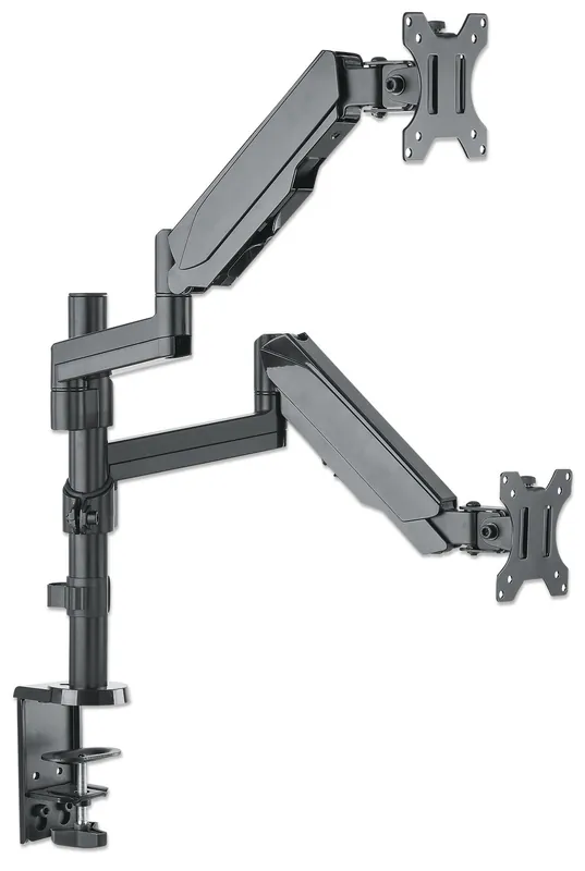 Offerta Limitata Supporto da Scrivania Doppio Monitor 17-32" con molla a gas Nero