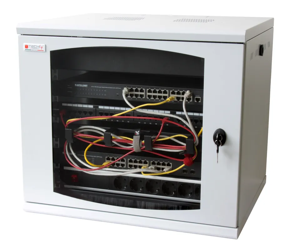 Più Venduto Armadio Rack 19" a muro 13 unità sezione unica prof. 500mm Nero Ricond