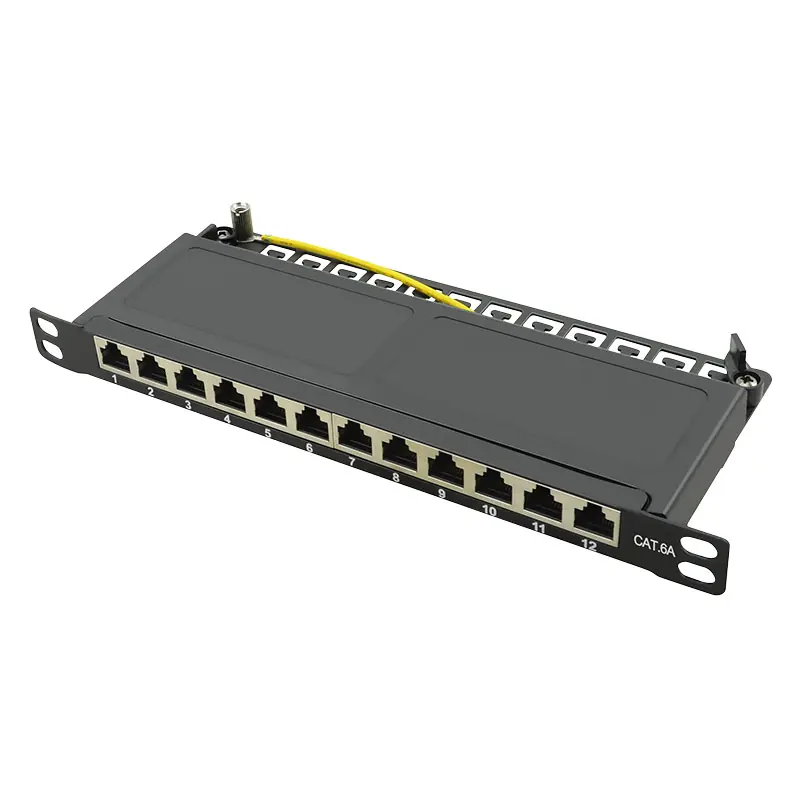 Compra Adesso Panello Patch 10", Cat.6A, schermato, 0,5 U, 12 Porte, Nero
