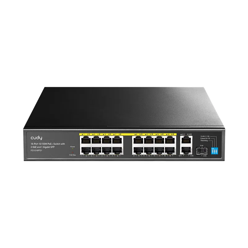 Switch PoE+ 10/100M a 16 Porte con 2GbE e 1 Porta SFP, FS1018PS1 Ultime Pezzi