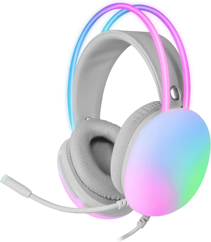 Cuffia Gaming Stereo con Microfono e Illuminazione RGB su Cuffie e Archetto Bianco FIREFLY Affare