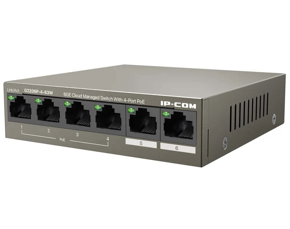Vendita Finale Switch 6GE con PoE 4 porte Gestito da Cloud, G2206P-4-63W