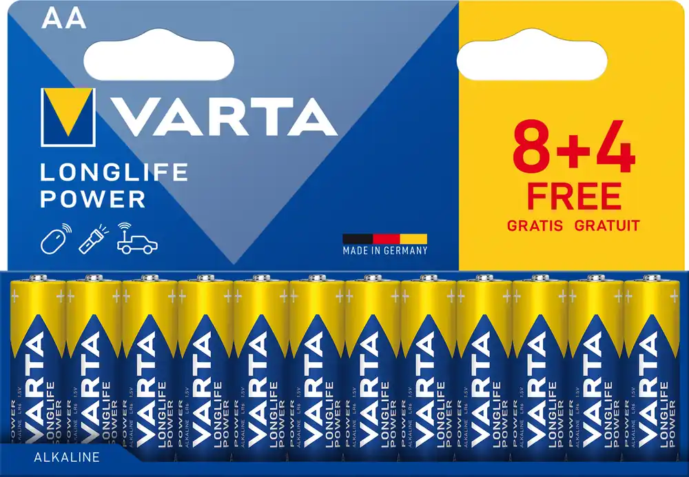 Compra Oggi Stesso Confezione 12 Batterie Varta Longlife Power Stilo AA