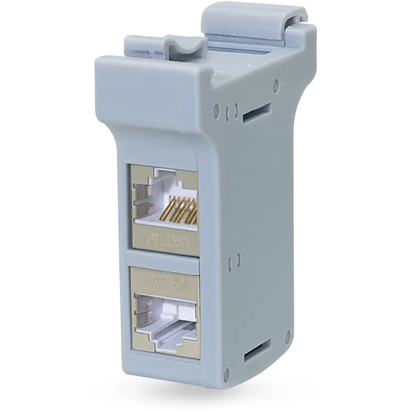 Quantità Limitata Adattatore per Guida DIN con 2 Accoppiatori Cat.6A RJ45 F/F, Schermato