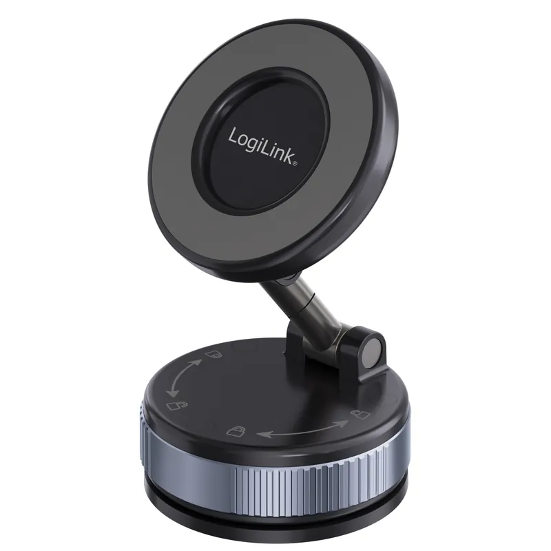 Ultimissimo Modello Supporto Magnetico per Smartphone con 2 Snodi a 180°, Chiusura a Rotazione e Ventosa, Nero/Bronzo