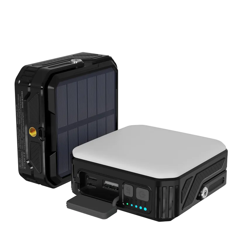 Soddisfatti O Rimborsati Power Bank Outdoor Energia Solare 10000 mAh con Lampada da Campeggio/Torcia IP65 2xUSB, Nero